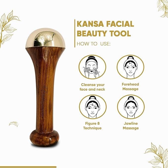 Kansa Face Massager Wood Handle
